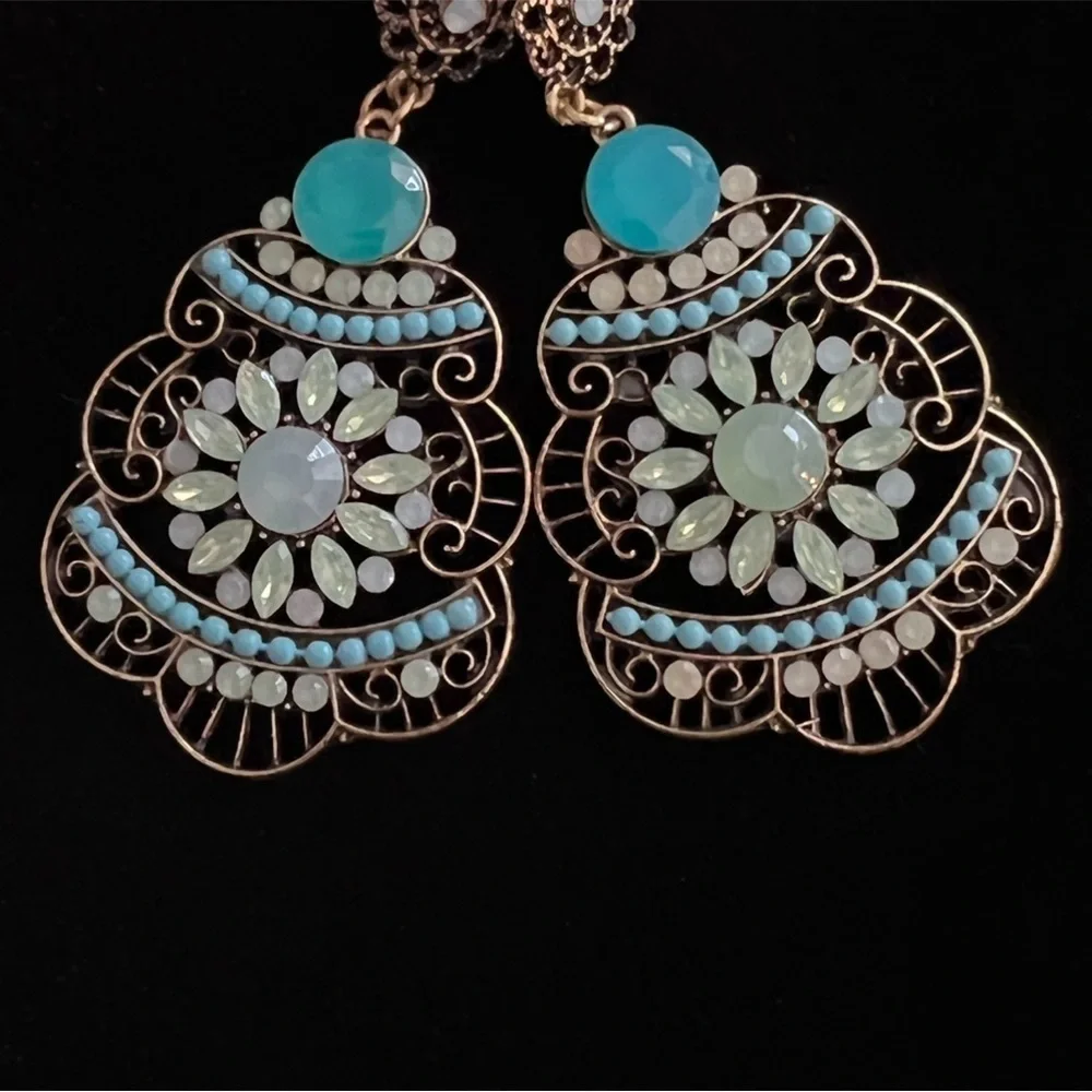 Faux Turquoise Jewelry Bundle Dangle Earrings + Bangle Bracelet OSFM - Picture 5 of 9